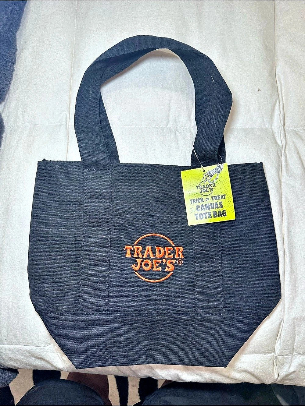 Trader Joe's Trick-or-Treat Mini Canvas Tote Bag Black